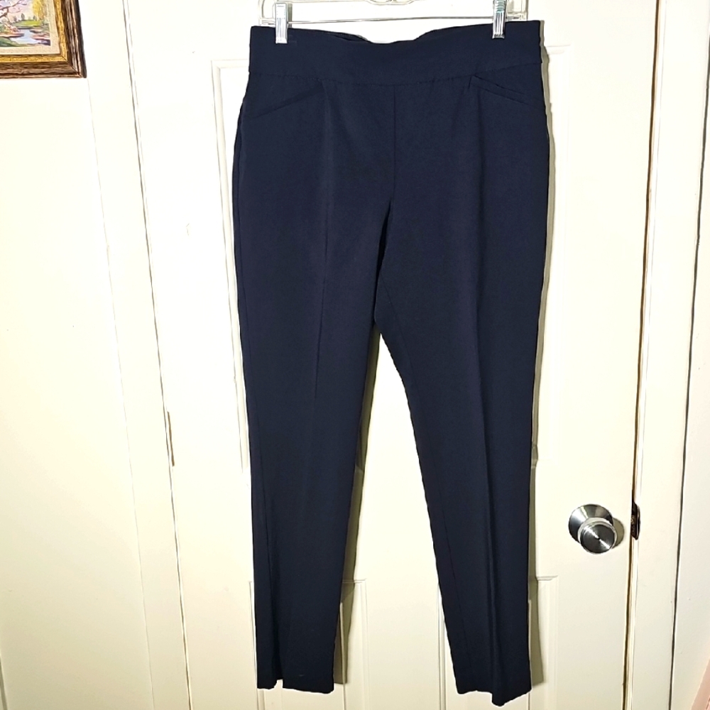 Talbots Navy Blue Straight Leg Women's Pants. Size 12 Petite. Stretch Fabric.